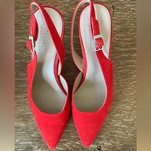Red suede heels. In great shape.